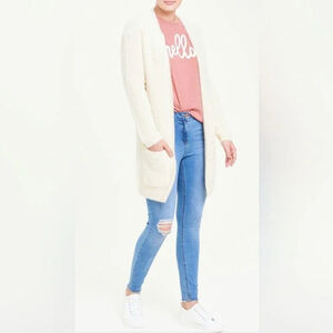 Cupcakes and Cashmere Hooded Loungewear Open Front Plush Cardigan